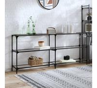 vidaXL Console Table with Transparent Glass Top 194.5x30x81 cm Steel