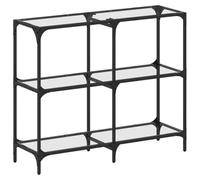 Console Table with Glass Top, Transparent, 98 x 30 x 81 cm, Steel, Modern Hallway Table, Narrow for Living Room, Hallway, Office, Sturdy Side Table with Shelf, Easy Care, Versatile Use