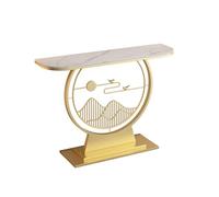 Console Table with Storage Shelves, Narrow Entryway Accent Table with Wood Top and Metal Frame for Hallway, Living Room, Foyer