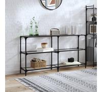 Console Table with Transparent Glass Top 158.5x30x81 cm Steel