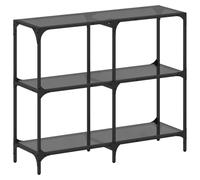 vidaXL Console Table with Black Glass Top 118.5x30x81 cm Steel