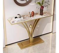Console Tables for Entryway Narrow Light Luxury Rock Slab Hall Table Creative Flower-shaped Metal Frame Couch Table Behind Sofa for Hallway, Bedroom, Living Room, Foyer