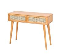 Console Tables, Vanity Desk Rattan Dresser Side Table Entry Table Narrow Console Modern Hallway Boho Sofa Tables (Cherry Tree Color 100cm/39.3in)
