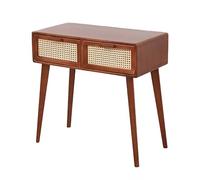 Console Tables, Vanity Desk Rattan Dresser Side Table Entry Table Narrow Console Modern Hallway Boho Sofa Tables (Walnut Color 80.5cm/31.6in)