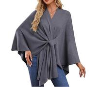 Consolidateh Sweater,Elegant Shawl Wraps Soft Open Front Sweater, Cross Front Knit Sweaters for Office (Dark Gray)