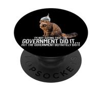 Conspiracy Cat Government Conspiracy Theory Tin Foil Hat PopSockets Adhesive PopGrip