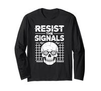 Conspiracy Skull Graphic - Resist the Signals Design Long Sleeve T-Shirt