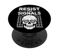 Conspiracy Skull Graphic - Resist the Signals Design PopSockets Adhesive PopGrip