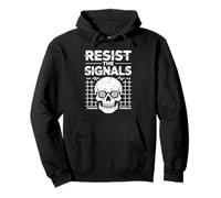 Conspiracy Skull Graphic - Resist the Signals Design Pullover Hoodie