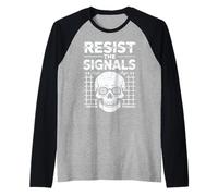 Conspiracy Skull Graphic - Resist the Signals Design Raglan Baseball Tee