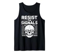 Conspiracy Skull Graphic - Resist the Signals Design Tank Top
