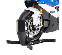ConStands Easy Plus-Motorcycle Stand Black Adjustable Holder Paddock Front Wheel Chock Transport Motorbike Rocker Universal