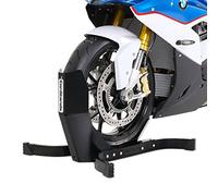 ConStandsEasy Plus-Motorcycle Stand Paddock Front Wheel Chock Transport Motorbike Rocker Universal Black Matt