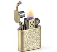 Constantine Lighter, Carved Vintage Heavy Armor Style Gold Petrol Kerosene St Benedict metal Lighter for Collect Men, Dad, Husband