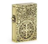 Constantine Lighter, Carved Vintage Oversized Heavy Armor Style Gold Petrol Kerosene St Benedict Metal Lighter for Collect Men, Dad, Husband Gift