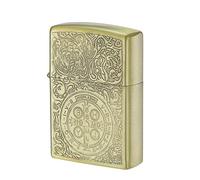 Constantine Vintage Grinding Wheel Lighter Carved Retro Kerosene Reusable Soft Flame Lighter for Candles Firework Camping (A)