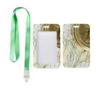 Constantinople Map Badge Holder with Green Lanyard, Security Badge Holder, Vertical ID Cards Protector for School, Vertical Cards Protector for Men, Nurse Essentials Nurse Accessories