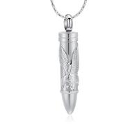 constantlife Bullet Urn Necklace for Ashes for Women Men Eagle Memorial Pendant Cremation Jewelry Human Pet Ashes Holder Keepsake, Stainless Steel, No Gemstone