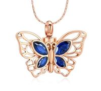 constantlife Butterfly Urn Necklace Cremation Jewelry for Ashes for Women Stainless Steel Inlaid Crystal Memorial Pendant Human Pet Ash Holder Keepsake Gift, Stainless Steel, stainless-steel