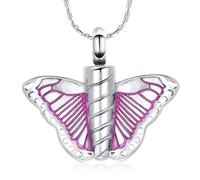 constantlife Butterfly Urn Necklace for Women Cremation Jewelry for Ashes Gothic Dark Style Pendant Funeral Locket Ashes Holder Lost Loved Ones Keepsake Gift, Stainless Steel, No Gemstone