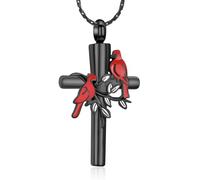 constantlife Cardinal Urn Necklace for Ashes Stainless Steel Red Blue Bird Pendant Cremation Keepsake Human Pet Memorial Jewelry for Women Men, Stainless Steel, No Gemstone