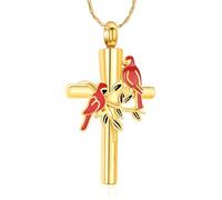 constantlife Cardinal Urn Necklace for Ashes Stainless Steel Red Blue Bird Pendant Cremation Keepsake Human Pet Memorial Jewelry for Women Men, Stainless Steel, No Gemstone