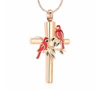constantlife Cardinal Urn Necklace for Ashes Stainless Steel Red Blue Bird Pendant Cremation Keepsake Human Pet Memorial Jewelry for Women Men, Stainless Steel, No Gemstone