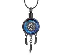 constantlife Circle of Life Dreamcatcher Cremation Jewelry for Ashes Stainless Steel Crystal Pendant Urn Necklace Keepsake Human Pet Memorial Gift for Women Men, S, Stainless Steel, No Gemstone