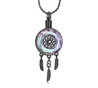 constantlife Circle of Life Dreamcatcher Cremation Jewelry for Ashes Stainless Steel Crystal Pendant Urn Necklace Keepsake Human Pet Memorial Gift for Women Men, Small, Stainless Steel, No Gemstone