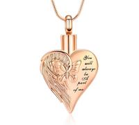 constantlife Cremation Jewelry for Ashes Butterfly Heart Shape Pendant Stainless Steel Urn Necklace Charm Keepsake for Women, Metal, stainless steel