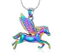 constantlife Flying Horse Cremation Jewelry Urn Necklace for Ashes Stainless Steel Memorial Pendant Human Pet Ashes Holder Funeral Keepsake for Women Men, Stainless Steel, No Gemstone
