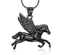 constantlife Flying Horse Cremation Jewelry Urn Necklace for Ashes Stainless Steel Memorial Pendant Human Pet Ashes Holder Funeral Keepsake for Women Men, Stainless Steel, No Gemstone