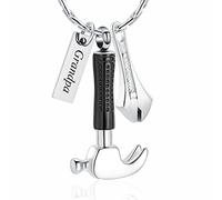 constantlife Hammer Wrench Urn Necklace for Ashes Cremation Memorial Pendant Stainless Steel Custom Keepsake Jewelry Gift for Women Men, Stainless Steel, stainless steel