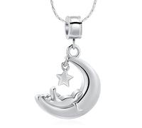 constantlife Moon Cat Urn Necklace for Ashes Cremation Jewelry for Cat Lovers Memorial Pendant for Pet Loss Stainless Steel Kitten Keepsake Charm Gift for Women Men, Stainless Steel, No Gemstone