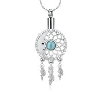 constantlife Moon Dreamcatcher Cremation Jewelry for Ashes Stainless Steel Memorial Pendant Urn Necklace Loved Ones Human Funeral Keepsake for Women Men, Stainless Steel, No Gemstone