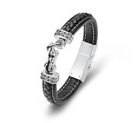 constantlife Motorcycle Cremation Bracelet for Ashes for Men Braided Leather Wristband Cuff Bangle Memorial Urn Jewelry Motorbike Racer Funeral Keepsake Gift, 20cm, Stainless Steel, stainless steel