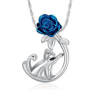 constantlife Rose Flower Pendant Memorial Pendant for Cat Ashes Cremation Jewelry Keepsake Ashe Holder For Pet Adjustable Chain for Women & Men, Stainless Steel, No Gemstone