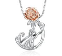 constantlife Rose Flower Pendant Memorial Pendant for Cat Ashes Cremation Jewelry Keepsake Ashe Holder For Pet Adjustable Chain for Women & Men, Stainless Steel, No Gemstone