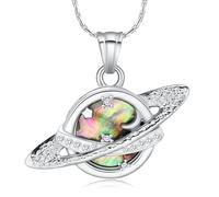 constantlife Saturn Pendant Cremation Jewelry for Ashes for Women Men Celestial Urn Necklace with Adjustable Chain Stainless Steel Personalized Customization Ornaments Keepsake Holder for Human Ashes