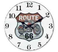 Constantplanet 10 Inch Vintage Motorcycle Wood Wall Clocks Battery Operated Retro Route 66 Decorative Wall Decor for Home Garage Man Cave Bedroom Silent Wall Clock
