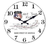 Constantplanet 14 Inch Retro Route 66 Wood Clocks Battery Operated