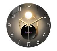 Constantplanet Large Modern Glass Wall Clocks Battery Operated 24 Inch Black and Glod Wall Clock Silent Non-Ticking Round Analog Quartz Wall Clock for Living Room Bedroom Office Kitchen
