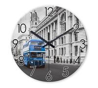 Constantplanet Small Wall Clocks Battery Operated 12 Inch London Wall Clock for Kitchen Round Wall Clock Silent