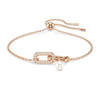 Constella bracelet, Crystal pearl, Round cut, White, 18K rose gold finish