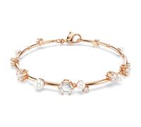Constella bracelet, Crystal pearl, Round cuts, White, 18K rose gold finish