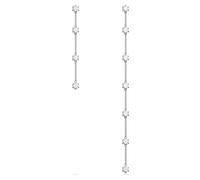 Swarovski Constella drop earrings, Asymmetric design, White, Rhodium plated