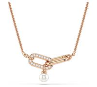 Swarovski Jewellery Swarovski Constella Round Cut Crystal Pearl Interconnecting Links Rose Gold Tone Necklace 0.7 x 2.1cm, 38 - 48cm
