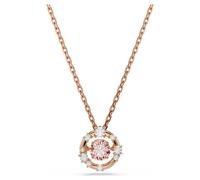 Constella pendant, Round cut, Dancing stone, Pink, Rose gold-tone plated