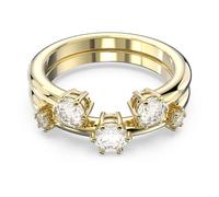 Constella ring, Set (2), Round cut, White, 18K gold finish