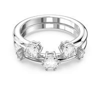 Swarovski Constella Set Round Cut White Rhodium Plated Ring - Bold - Size 55 - Swarovski Crystal / Rhodium Plated